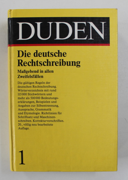 DUDEN, DIE DEUTSCHE RECHTSCHREIBUNG, BAND I, 1991