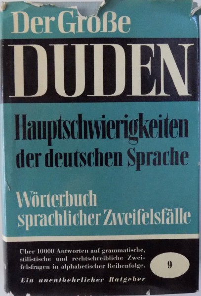 DER GROBE DUDEN, HAUPTSCHWIERIGKEITEN DER DEUTSCHEN SPRACHE, VOL. 9 von GUNTHER DROSDOWSKI ... WOLFGANG MULLER , 1965