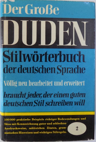 DER GROBE DUDEN, STILWORTERBUCH DER DEUTSCHEN SPRACHE, VOL. 2 par PAUL GREBE , 1963