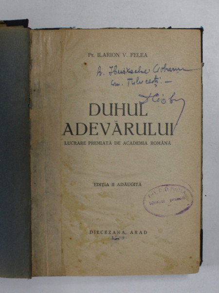 DUHUL ADEVARULUI de Preot ILARION V. FELEA , 1943