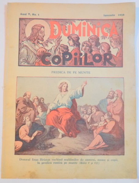 DUMINICA COPIILOR ,PREDICA DE PE MUNTE , ANUL V , NO.1 , IANUARIE 1938