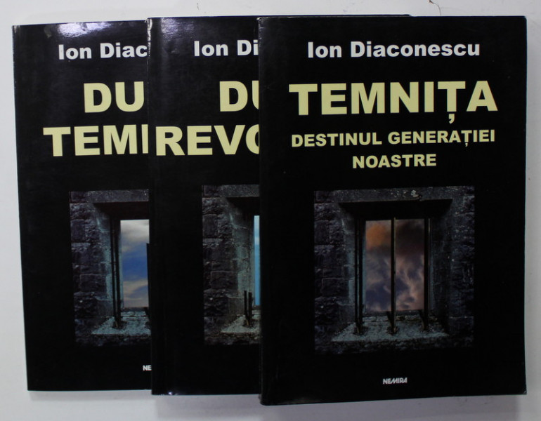 DUPA REVOLUTIE / DUPA TEMNITA / DESTINUL GENERATIEI NOASTRE de ION DIACONESCU , 3 VOLUME , 2003 , DEDICATIA  LUI ION DIACONESCU CATRE ALEX STEFANESCU
