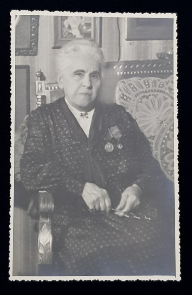 ECATERINA P. OLANESCU ,  PRESEDINTA SOCIETATII -   PRINCIPESA MARIA  -  , LA 40 DE ANI DE LA INFIINTAREA SOCIETATII , FOTOGRAFIE TIP CARTE POSTALA , MONOCROMA, NECIRCULATA , DATATA 1934