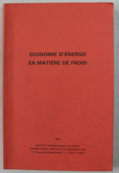 ECONOMIE D 'ENERGIE EN MATERIE DE FROID , 1982