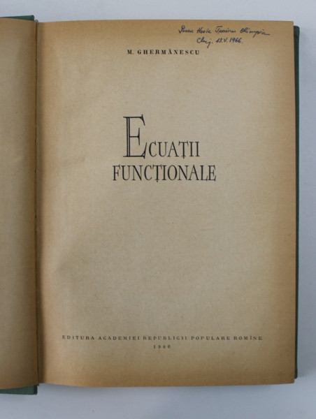 ECUATII FUNCTIONALE de M. GHERMANESCU , 1960