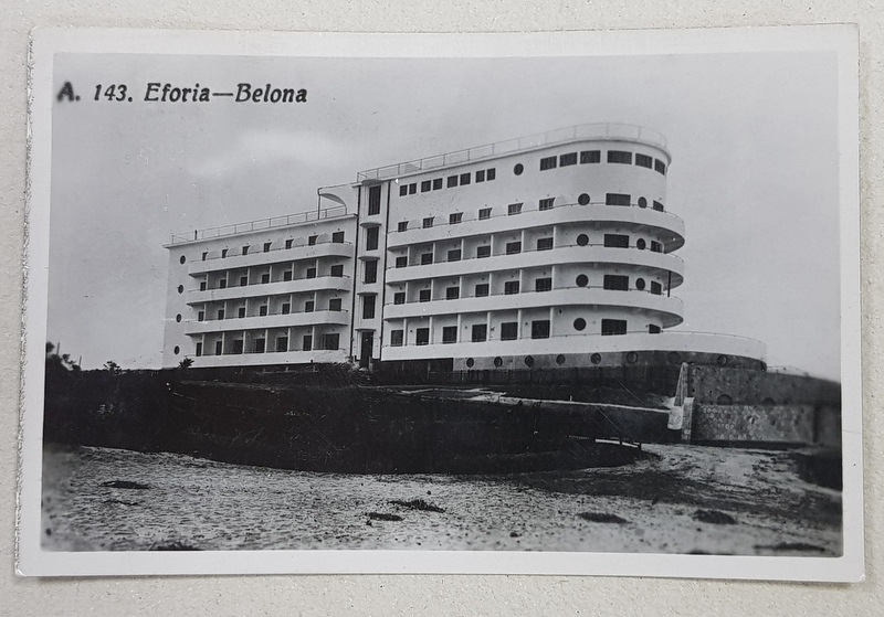 EFORIA  - HOTEL BELONA VAZUT DINSPRE PLAJA , CARTE POSTALA ILUSTRATA , MONOCROMA , CIRCULATA , 1940