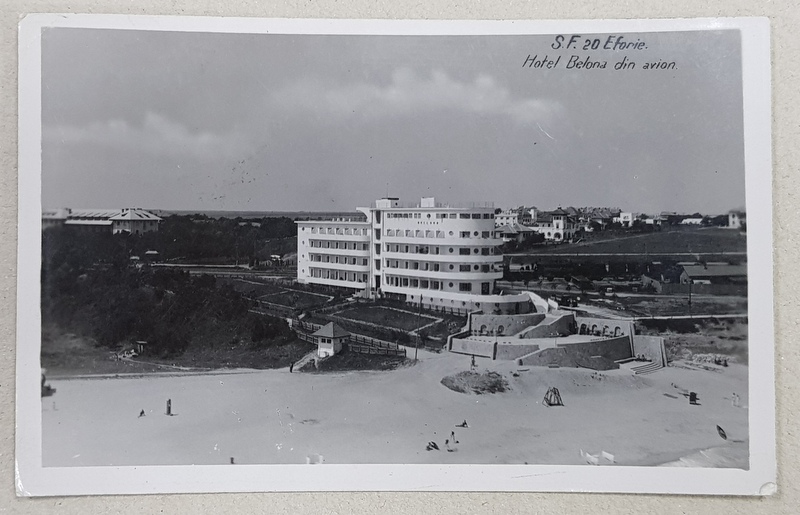 EFORIE SUD  - HOTEL BELONA VAZUT DIN AVION , CARTE POSTALA ILUSTRATA , MONOCROMA , CIRCULATA , 1940