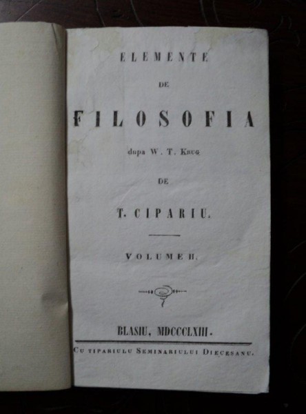 Elemente de Filosofie dupa W. T. Krug de Tim. Cipariu, Vol II, Blaj, 1863