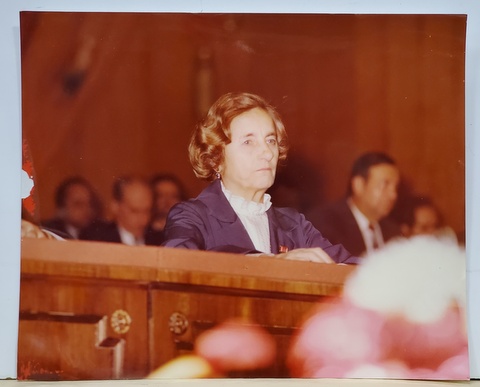 ELENA CEAUSESCU LA PREZIDIUL CONGRESULUI AL XIII - LEA  AL P.C.R . , FOTOGRAFIE , NOIEMBRIE , 1989