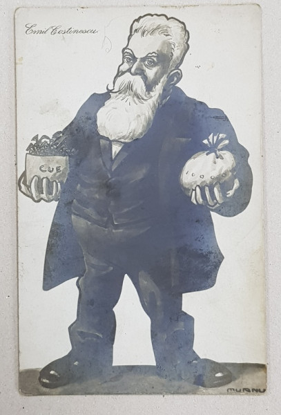 EMIL COSTINESCU , CARICATURA de MURNU , CARTE POSTALA ILUSTRATA , SERIA ' POLITICIENII NOSTRI ' , MONOCROMA , NECIRCULATA , INCEPUT DE SECOL XX