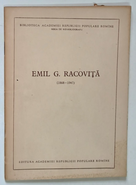 EMIL G. RACOVITA ( 1868 - 1947 ) , 1956
