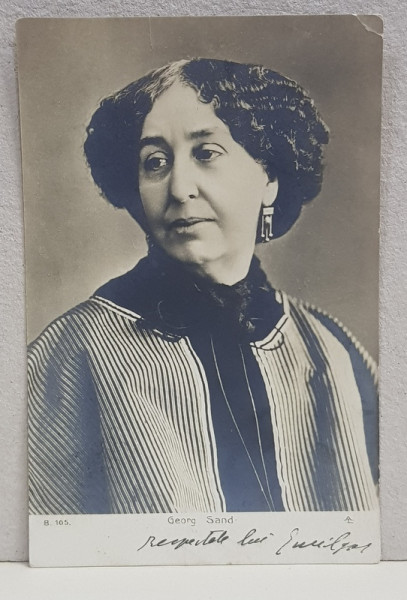 EMIL GARLEANU CATRE ELIZA XENOPOL , CARTE POSTALA ILUSTRATA , PORTETUL LUI GEORGE SAND , CLASICA , CIRCULATA , 1903