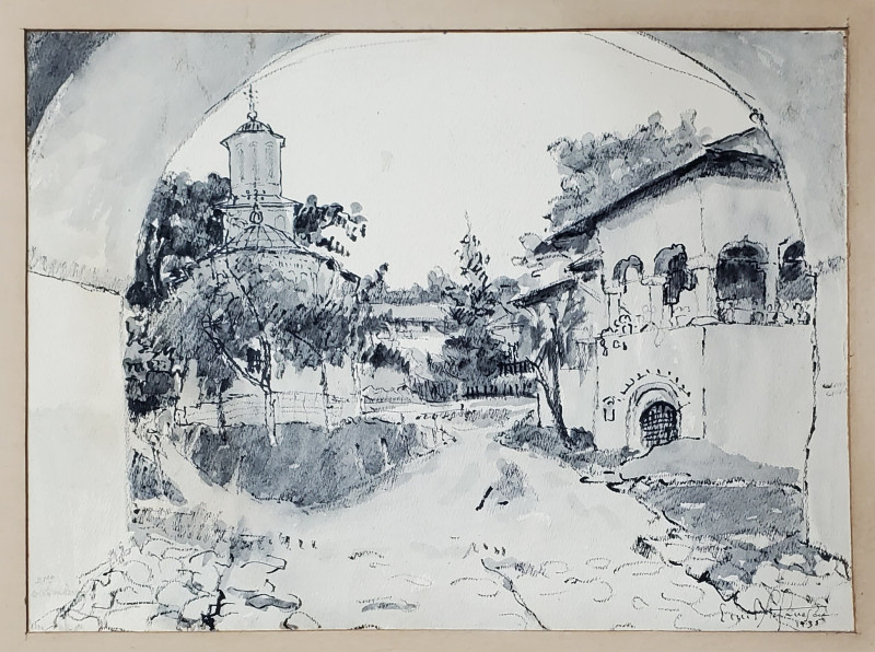 Emil Stefanescu (1899 - 1982 ) - Manastirea dintr-un lemn (Valcea) 1935