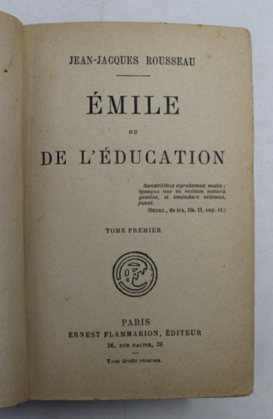 EMILE OU DE L ' EDUCATION par JEAN - JACQUES ROUSSEAU , 1946