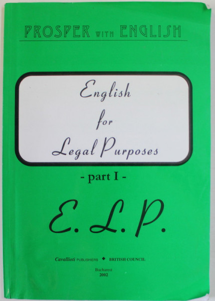 ENGLISH FOR LEGAL PURPOSES , PART I , 2002