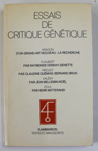 ESSAIS DE CRITIQUE GENETIQUE , 1979, DEDICATIE *