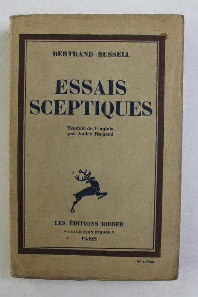ESSAIS SCEPTIQUES par BERTRAND RUSSELL , 1933