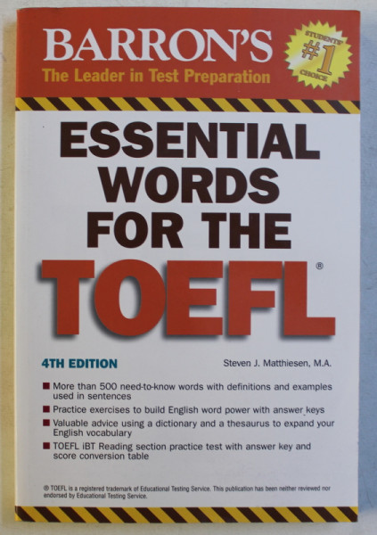 ESSENTIAL WORDS FOR THE TOEFL by STEVEN J. MATTHIESEN , 2007