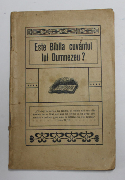 ESTE BIBLIA CUVANTUL LUI DUMNEZEU ? de PETRE P. PAULINI , 1921