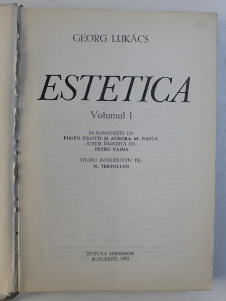 ESTETICA , VOL. I de GEORG LUKACS , 1972