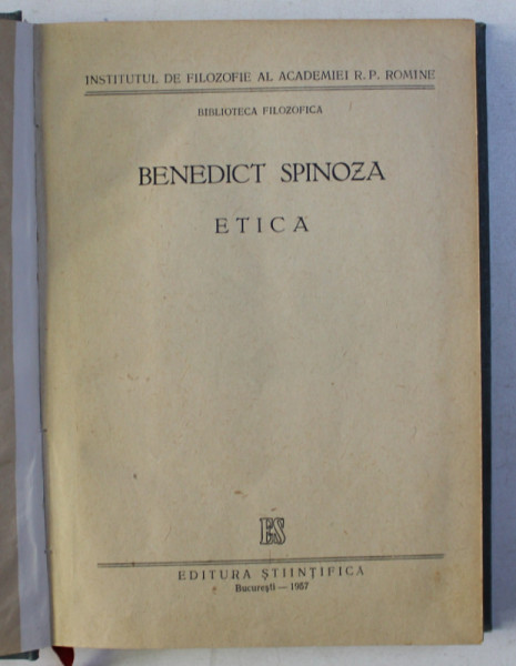 ETICA de BENEDICT SPINOZA , 1957