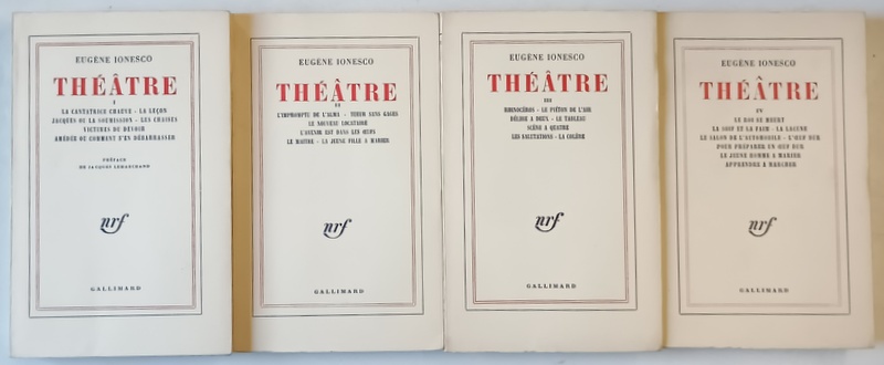 EUGENE IONESCO , THEATRE , VOLUMELE I - IV , 1971 -1972 , TEXT IN LIMBA FRANCEZA *