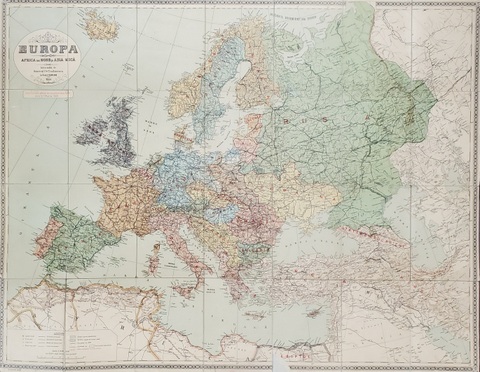 Europa, Africa de Nord si Asia Mica, Harta intocmita de Constantin Teodorescu, 1920