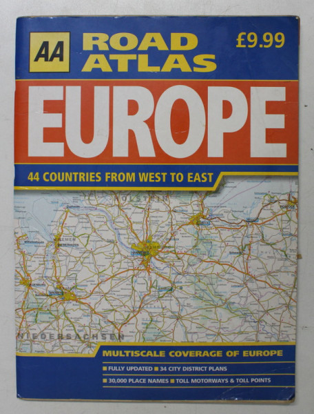 EUROPE ROAD ATLAS - 44 COUNTRIES FROM WEST TO EAST , SC. 1 / 6.500.000 , 2002