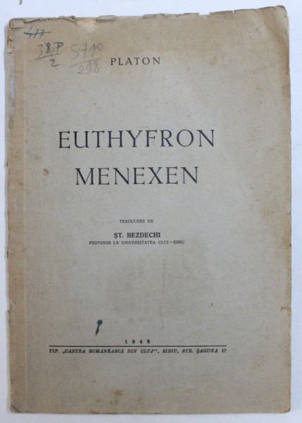 EUTHYFRON - MENEXEN de PLATON , 1943