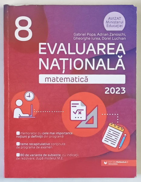 EVALUAREA NATIONALA , MATEMATICA , CLASA A VIII - A de GABRIEL POPA ... DOREL LUCHIAN , 2022