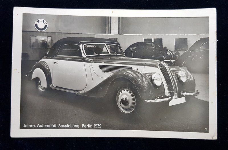 EXPOZITIA INTERNATIONALA AUTOMOBILE , BERLIN , AUTOMOBIL BMW , CARTE POSTALA ILUSTRATA , MONOCROMA , CIRCULATA , DATATA 1939