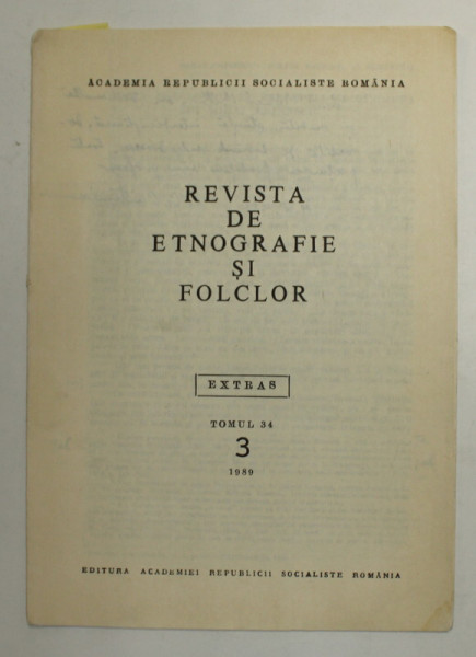 EXTRAS DIN '' REVISTA DE ETNOGRAFIE SI FOLCLOR ''  : CREATIA FOLCLORICA IN PERCEPTIA SI GANDIREA LUI MIHAI EMINESCU de I. C. CHITIMIA , 1989, DEDICATIE *