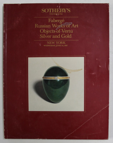 FABERGE , RUSSIAN WORKS OF ART AND OBJECTS OF VERTU , SOTHEBY 'S , CATALOG DE LICITATIE , 1995
