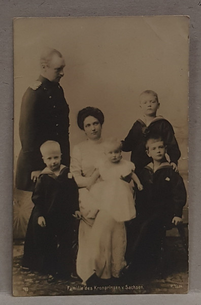 FAMILIA PRINTULUI MOSTENITOR VON SACHSEN , CARTE POSTALA ILUSTRATA , MONOCROMA , INCEPUTUL SEC. XX