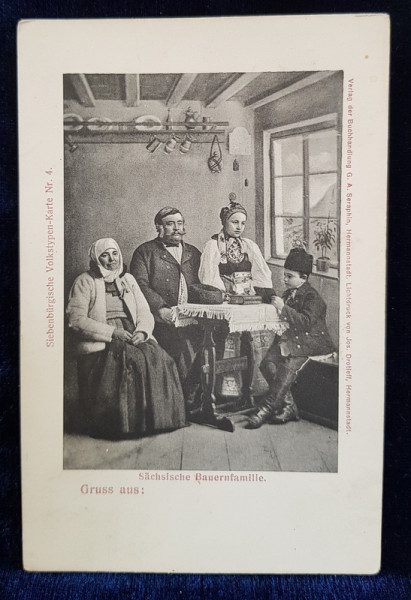 FAMILIE DE SASI TRANSILVANENI , CARTE POSTALA ILUSTRATA , MONOCROMA , CIRCULATA , DATATA 1906