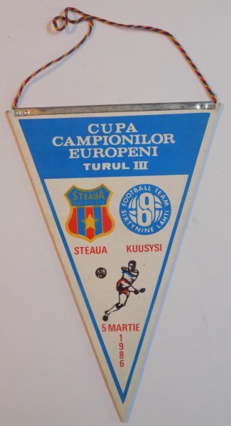 FANION CUPA CAMPIONILOR EUROPENI, STEAUA - KUUSYSI, 5 MARTIE 1986