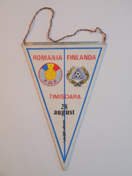 FANION ROMANIA - FINLANDA, TIMISOARA 28 AUGUST 1985