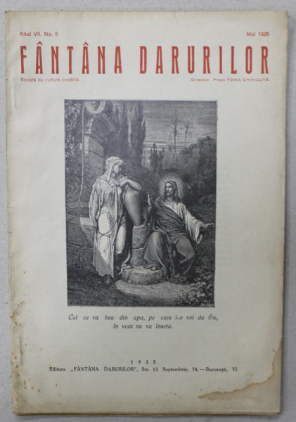FANTANA DARURILOR , REVISTA DE CULTURA CRESTINA , Nr. 5 , 1935