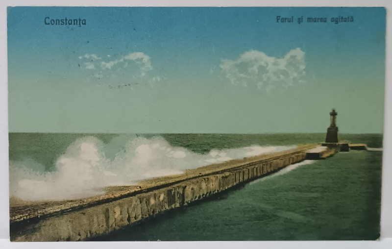 FARUL SI MAREA AGITATA , CONSTANTA , CARTE POSTALA ,  1926