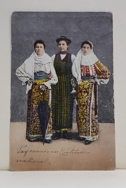 FEMEI IN PORT POPULAR ROMANESC , CARTE POSTALA ILUSTRATA , 1908