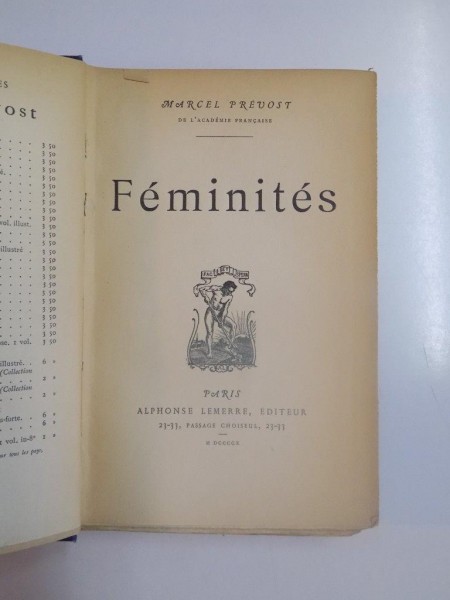 FEMINITES par MARCEL PROUST, PARIS  1910