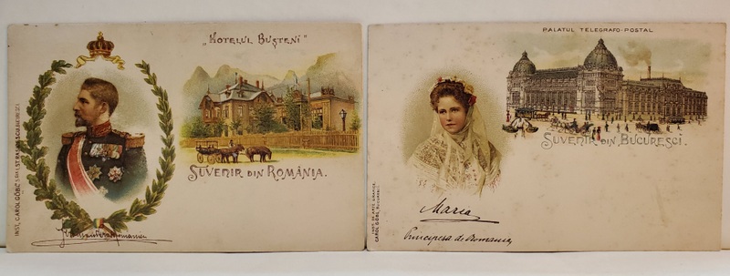 FERDINAND , PRINTUL ROMANIEI si MARIA , PRINCIPESA ROMANIEI , SET DE DOUA CROMOLITOGRAFII , CARTI POSTALE ILUSTRATE , CLASICE