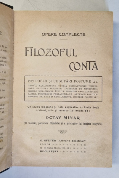 FILOZOFUL CONTA de OCTAV MINAR *PREZINTA SUBLINIERI