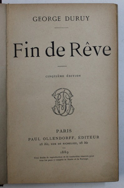 FIN DE REVE par GEORGE DURUY , 1889