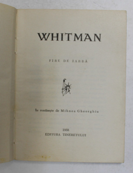 FIRE DE IARBA de WALT WHITMAN , 1958