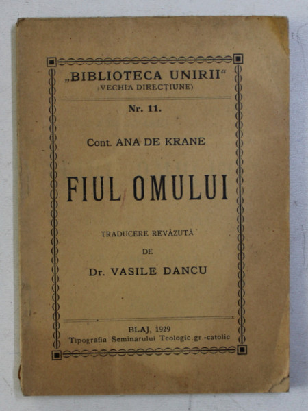 FIUL OMULUI de Cont. ANA DE KRANE , 1929