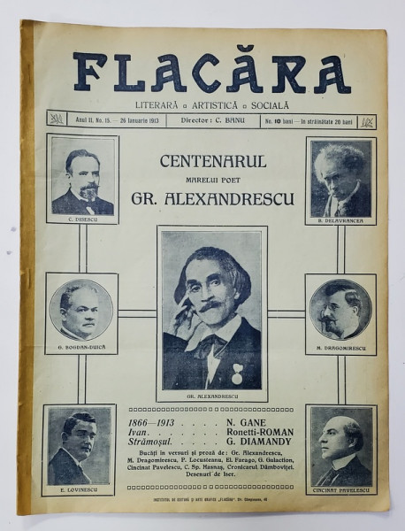 FLACARA , LITERARA , ARTISTICA , SOCIALA , ANUL II , NR. 15 , 26 IAN. 1913
