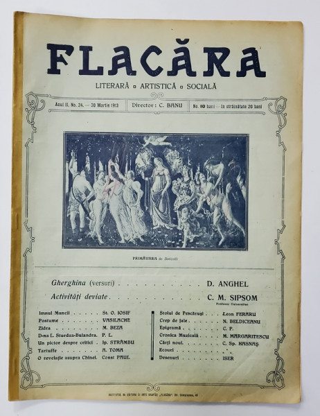 FLACARA , LITERARA , ARTISTICA , SOCIALA , ANUL II , NR. 24 , 30 martie 1913