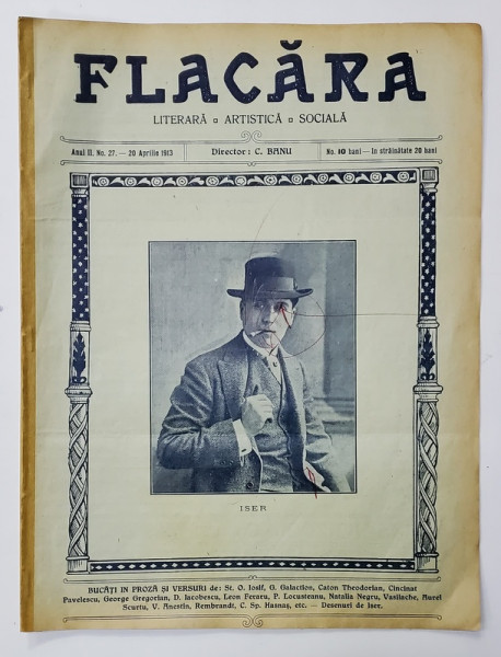 FLACARA , LITERARA , ARTISTICA , SOCIALA , ANUL II , NR. 27 , 20 APRILIE 1913