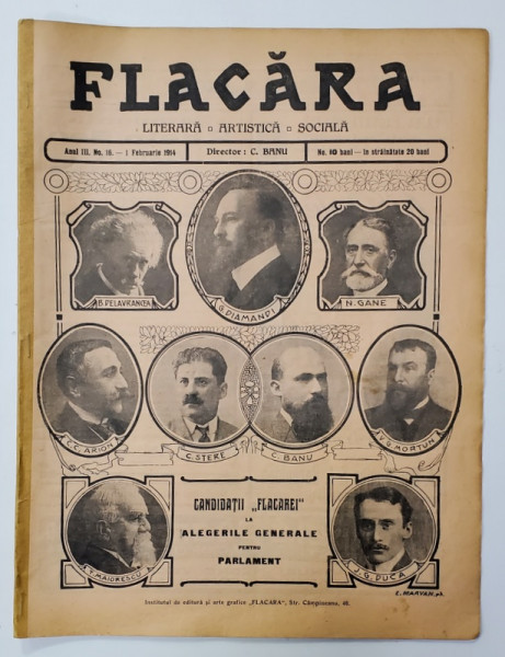 FLACARA , LITERARA , ARTISTICA , SOCIALA , ANUL III , NR. 16 , 1 FEBRUARIE 1914